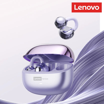 Auscultadores Bluetooth sem fios Lenovo LE302 6.0 com longa autonomia, auriculares desportivos com clip de orelha, som estéreo HIFI e cancelamento de ruído