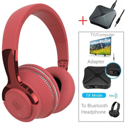 Tv Bluetooth Headphones Wireless Headphon with Mic USB Adaptor Headset Noise Canceling Stereo Foldable Bass for TV Earphone