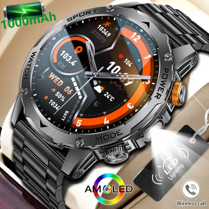 LIGE New Smart Watch Men 1000mAh Large Capacity Battery Outdoor Flashlight Bluetooth Call Waterproof Sport Fitness Smartwatch