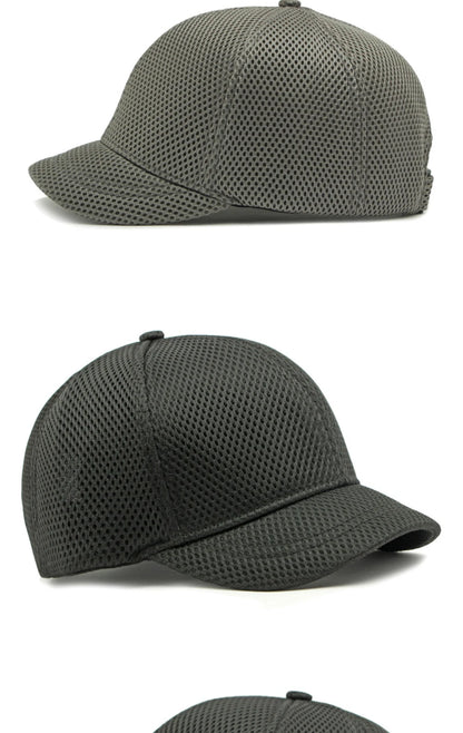 HT4828 Gorra de béisbol de ala corta de 5 cm para hombre, 6 paneles, gorra de béisbol de malla transpirable, gorra tipo «trucker», para hombre y mujer, lisa, sin estampados, con cierre a presión