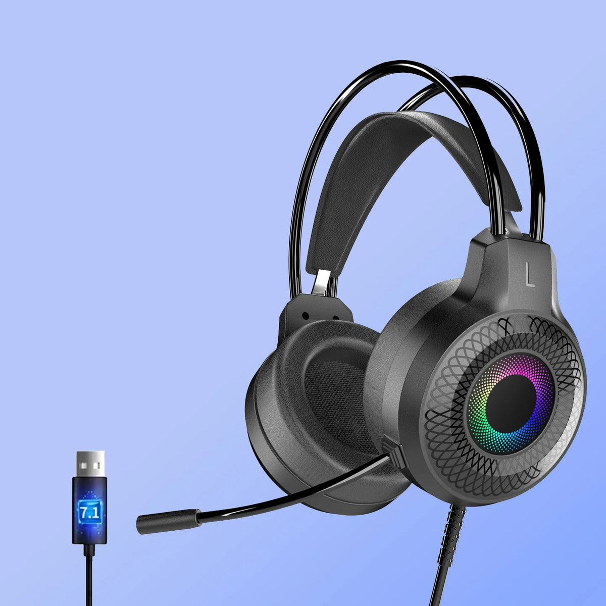 Goldpo G20 casque de jeu pour PC/PS4/PS5 7.1 Surround RGB casque de jeu Gamer USB casque filaire avec micro antibruit