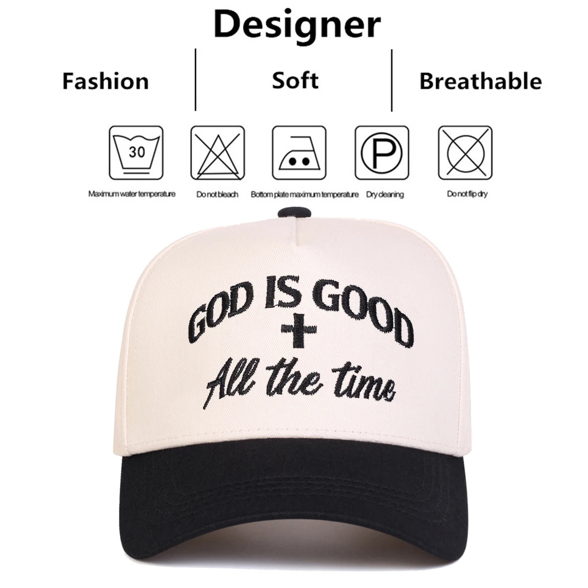 Casquettes de baseball unisexes avec broderie « GOD IS GOOD » – Printemps-automne – Chapeaux décontractés ajustables pour l'extérieur – Chapeau anti-UV – Casquette de sport