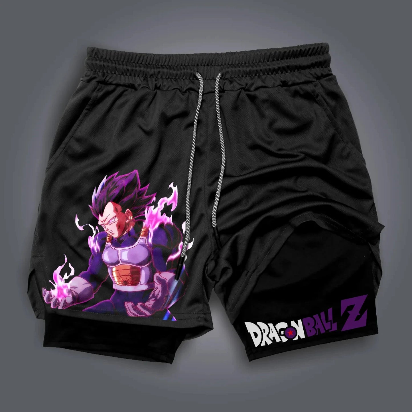 2026 Summer Dragon Ball Oversized 2-in-1 Shorts High Quality Cotton Vegeta & Goku Super Saiyan Print Unisex Casual  for Adults