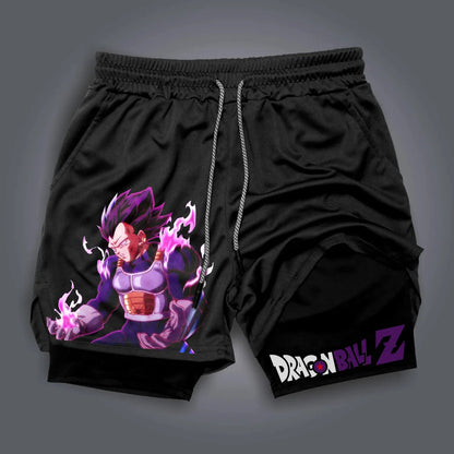 2026 Summer Dragon Ball Oversized 2-in-1 Shorts High Quality Cotton Vegeta & Goku Super Saiyan Print Unisex Casual  for Adults