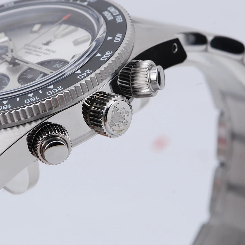 Relógio cronógrafo masculino Tactical Frog de 41mm, movimento Solar Quartz VS75, resistente à água, safira, luminosidade verde C3, relógio de pulso de quartzo