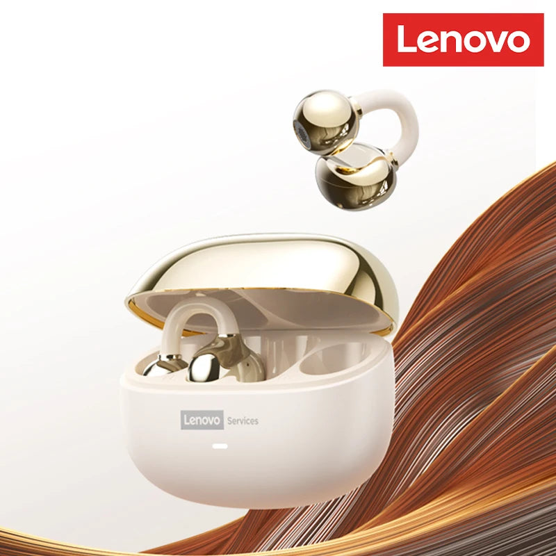 Auscultadores Bluetooth sem fios Lenovo LE302 6.0 com longa autonomia, auriculares desportivos com clip de orelha, som estéreo HIFI e cancelamento de ruído
