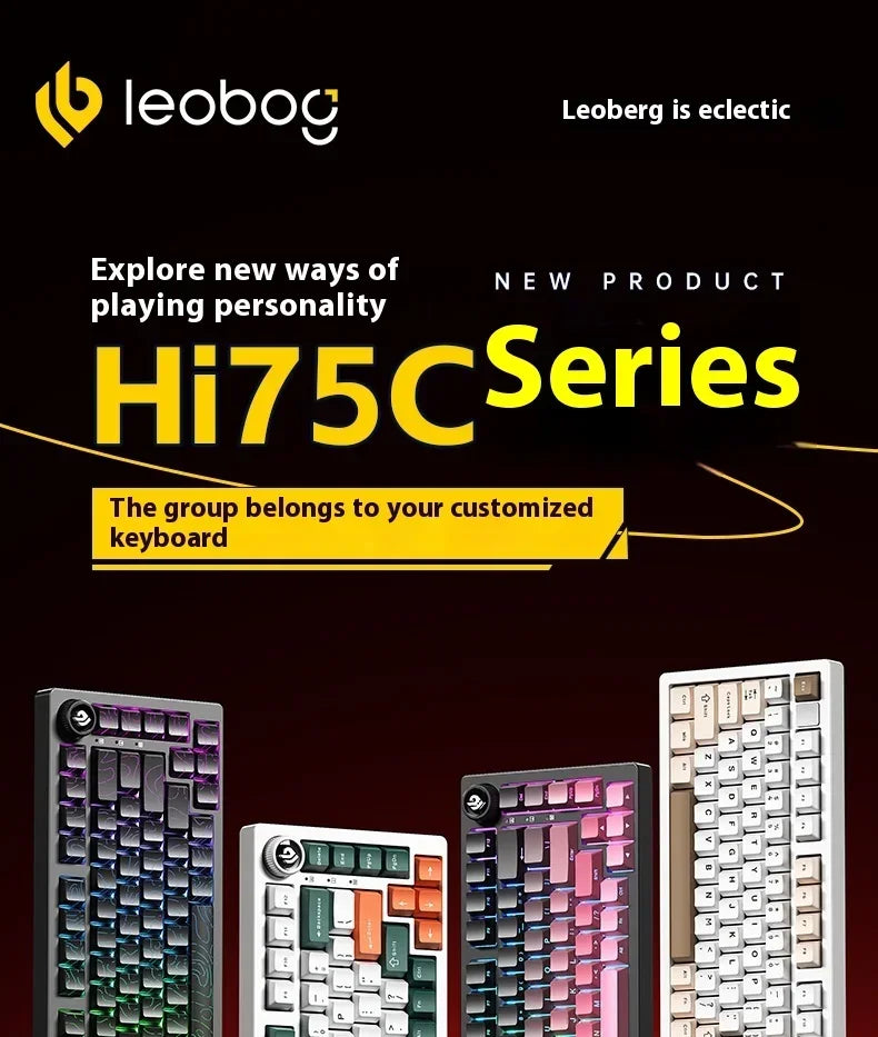 LEOBOG Hi75C Mechanische Tastatur 3Mode/Kabelgebundenes Kit Hot-Swap mit Drehknopf RGB Aluminiumlegierung Gasket Hi75C Tastatur-Kit PC Custom Geschenk
