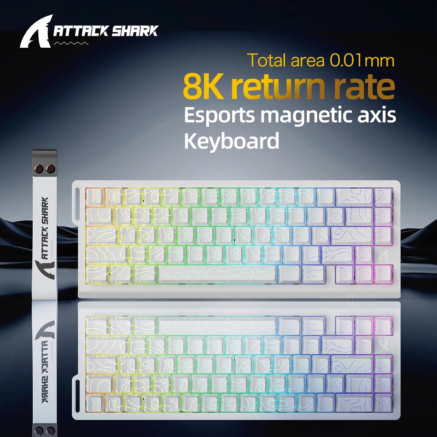 ATTACK SHARK X68HE X68Pro He Magnetische mechanische Tastatur für Pro-Gaming 0.01mm Rapid Trigger 8000Hz SOCD/Rs 0.125ms 128K Rate