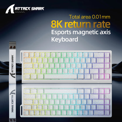 ATTACK SHARK X68HE X68Pro He Magnetische mechanische Tastatur für Pro-Gaming 0.01mm Rapid Trigger 8000Hz SOCD/Rs 0.125ms 128K Rate