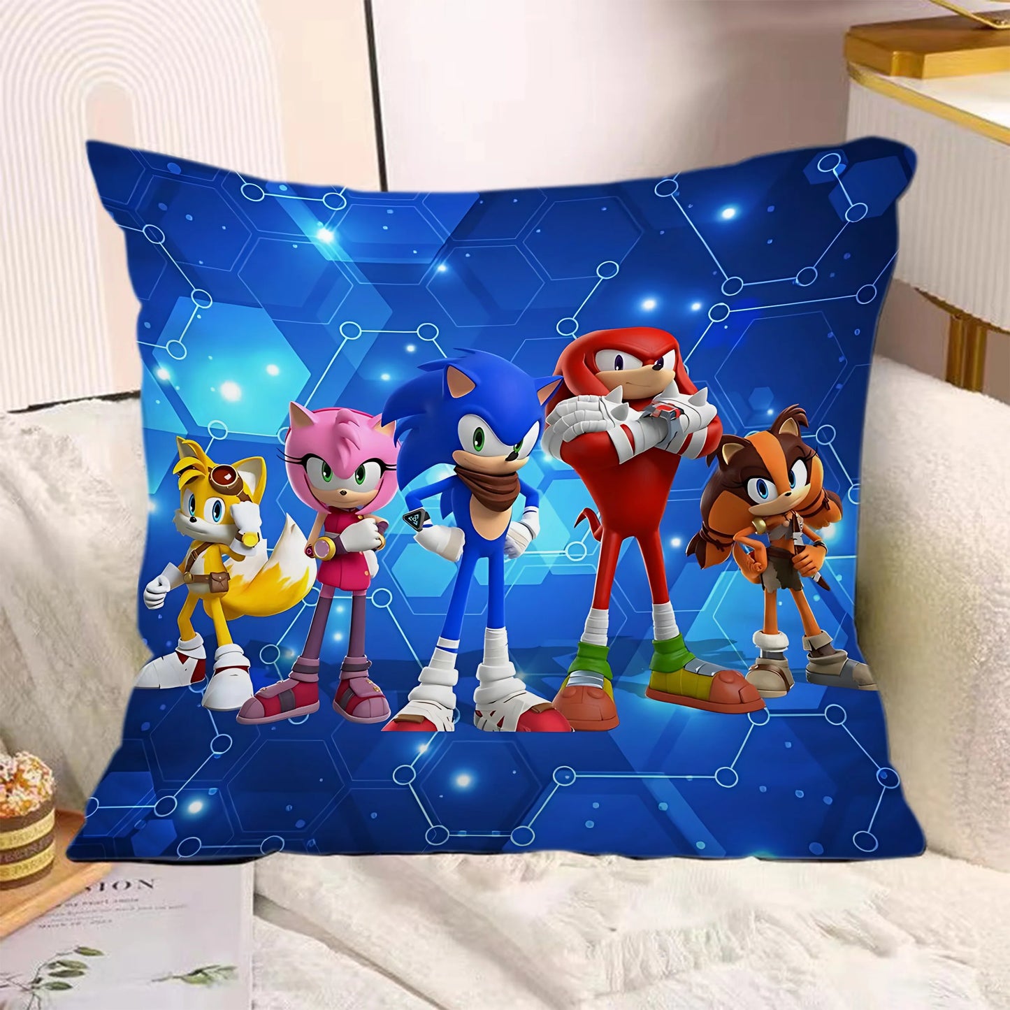 Cartoon Pillow Covers Cartoon Sofa Decorative Home Double-sided Printing Short Plush Cute Cushion S-Sonic The H-Hedgehog Cover