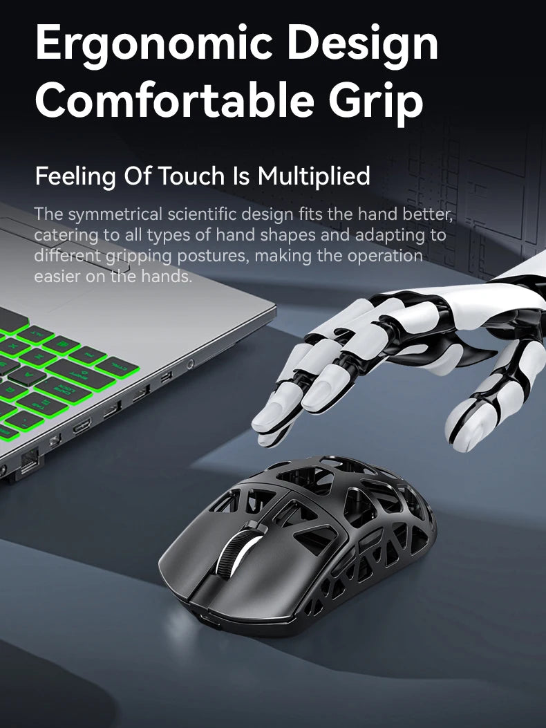 ATTACK SHARK R3 Gaming Mouse Magnesium Alloy Honeycomb,Ultra-Lightweight 8K Hz, PAW3395 Sensor, 26000 DPI, Ergonomic Shel