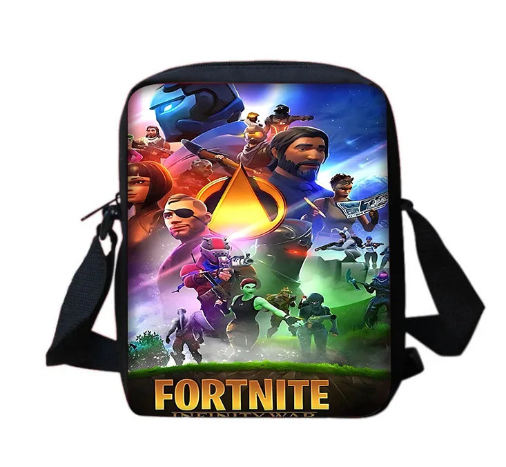 Trendige bedruckte Schulter-Umhängetasche für Jungen und Mädchen, Kinderdesign-F-FortniteS, lässige Handtasche für Herren und Damen, Handy- und Einkaufstasche