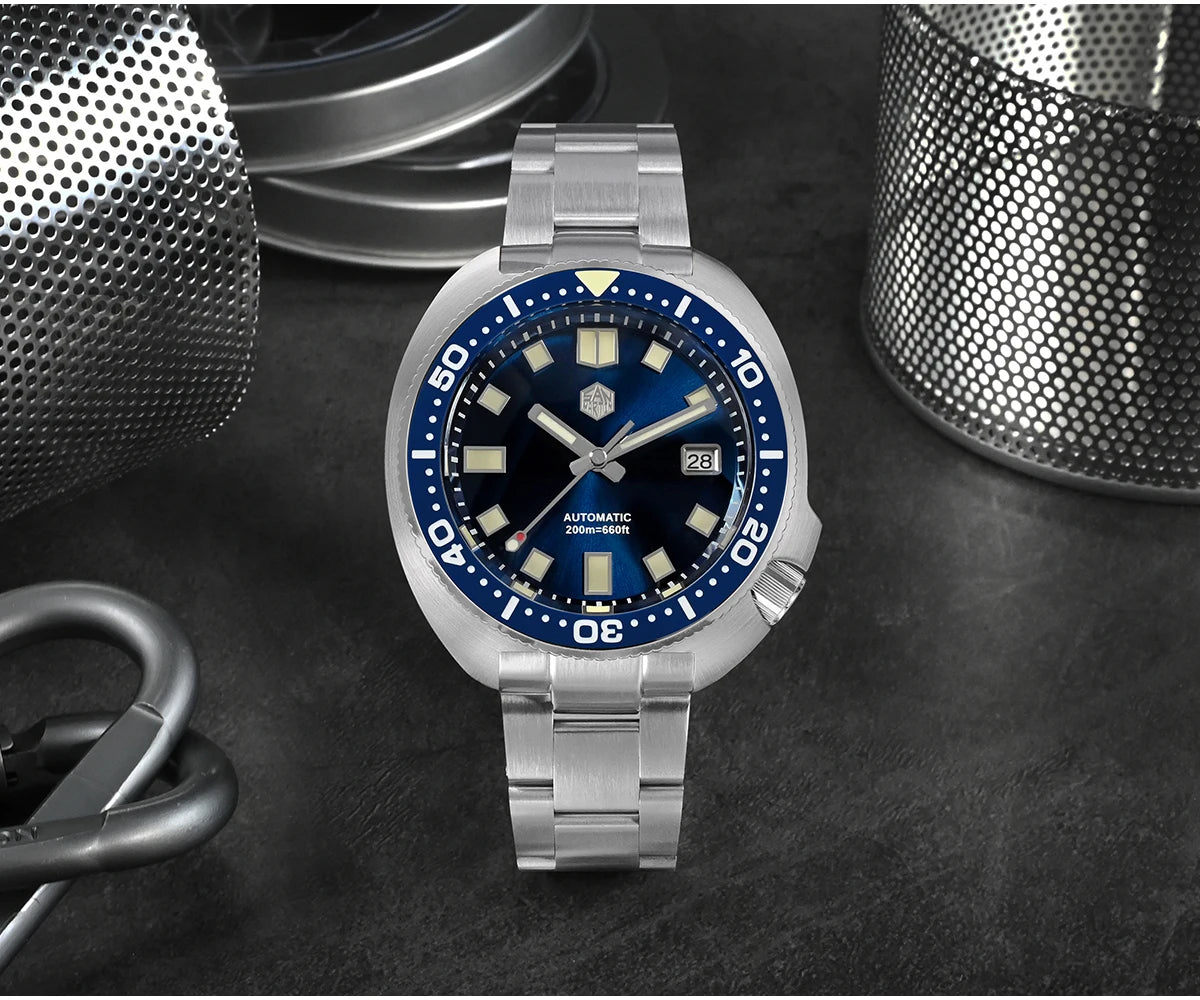 San Martin Turtle Men's Diver Watch 44mm NH35 Automatic Mechanical Wristwatch Sapphire Waterproof 200m Luminous Watches SN0047