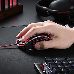 Rato Gaming MMO Redragon M990, 32000 DPI, rato gamer RGB com fios de alta precisão c/23 botões programáveis, 16 teclas macro laterais